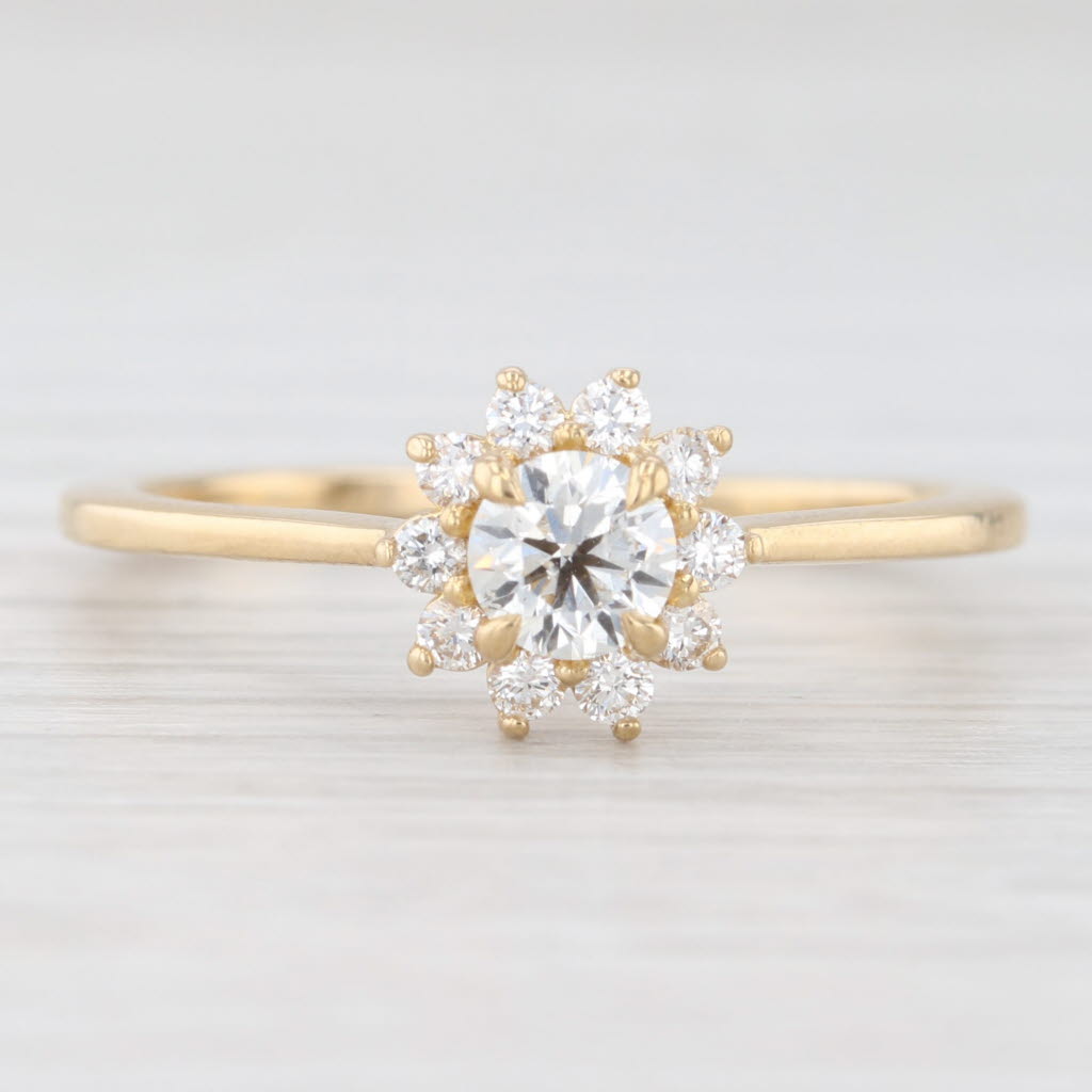 Light Gray 0.67ctw Round Diamond Halo Engagement Ring 14k Yellow Gold Size 10.25 GIA