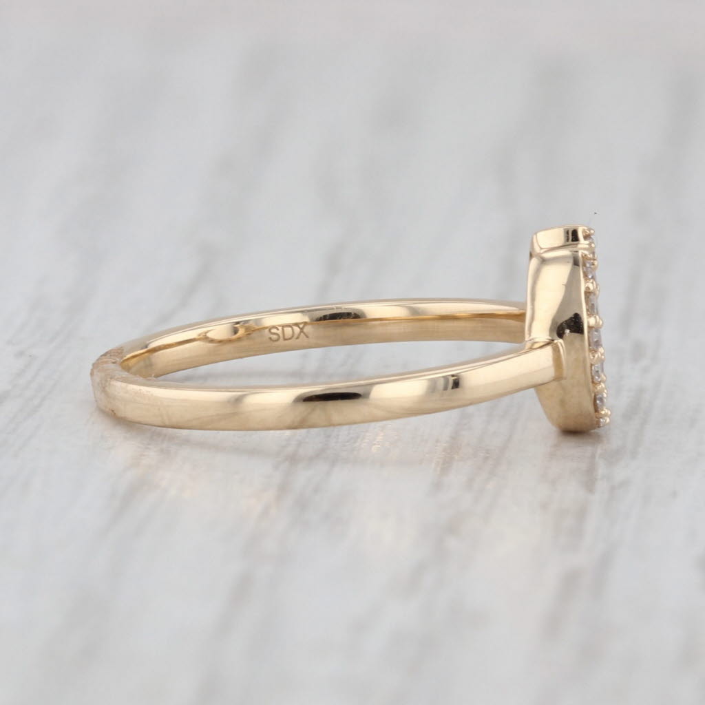 New 0.10ctw Diamond Horseshoe Ring 14k Yellow Gold Size 7 Western Good Luck