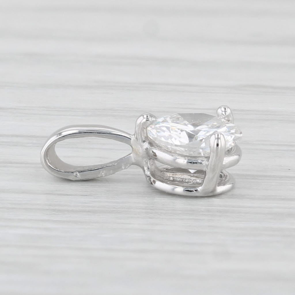 New Small 0.54ct Round Diamond Solitaire Pendant 18k White Gold GIA