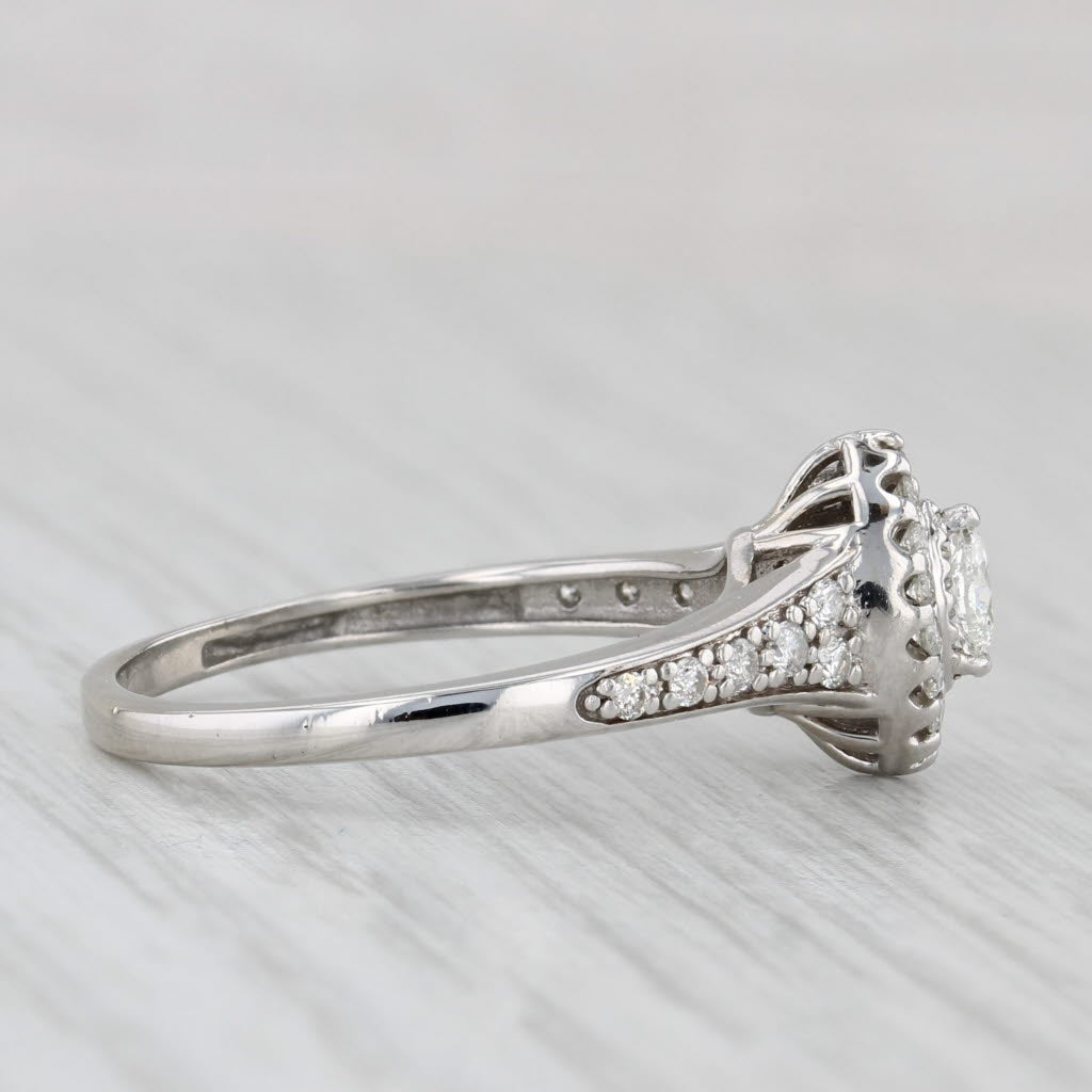 Light Gray 0.33ctw Diamond Marquise Halo Engagement Ring 14k White Gold Size 7