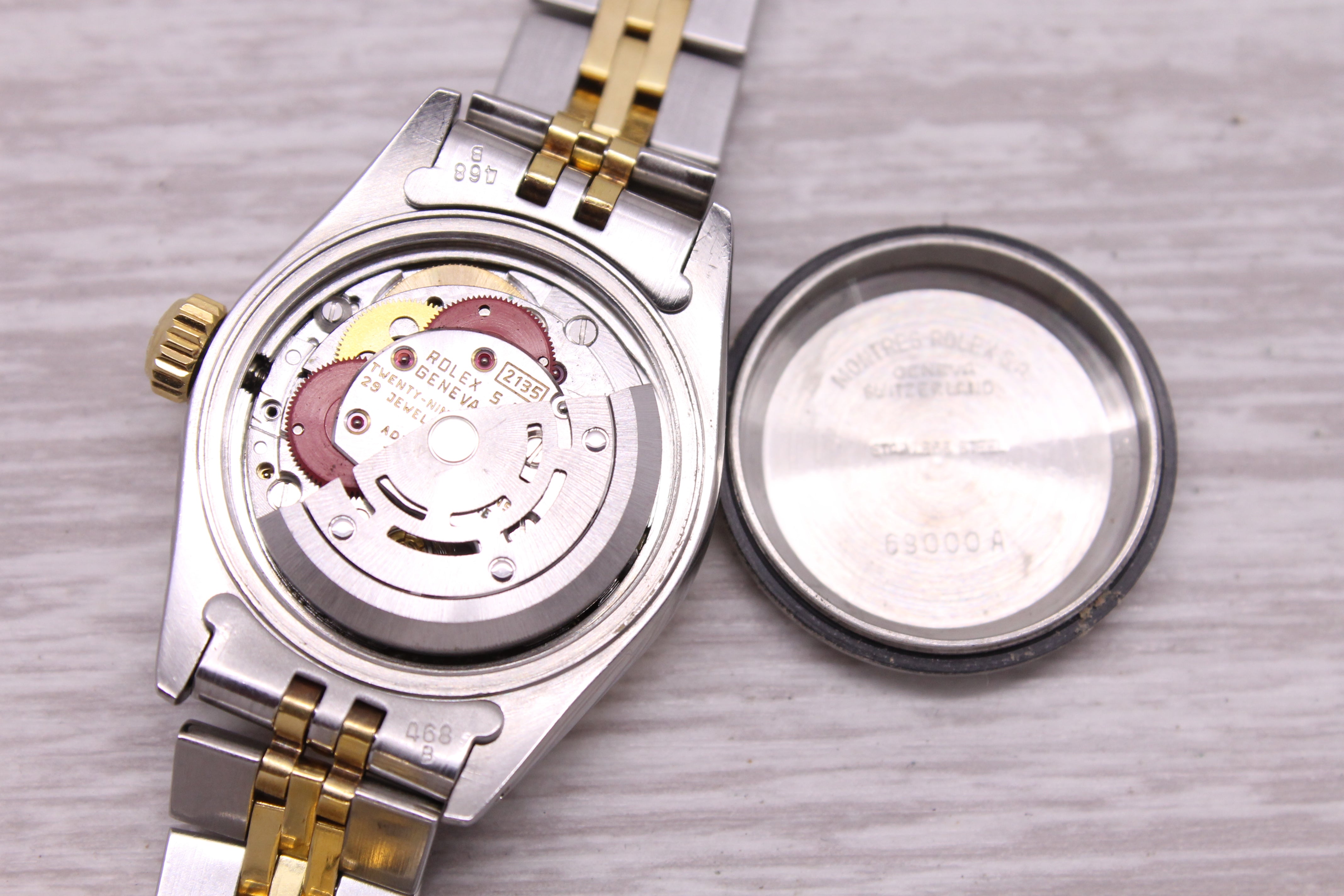 Gray Vintage 1984 Rolex Date 69173 Ladies SS 18k Automatic Watch Jubilee Box & Tag