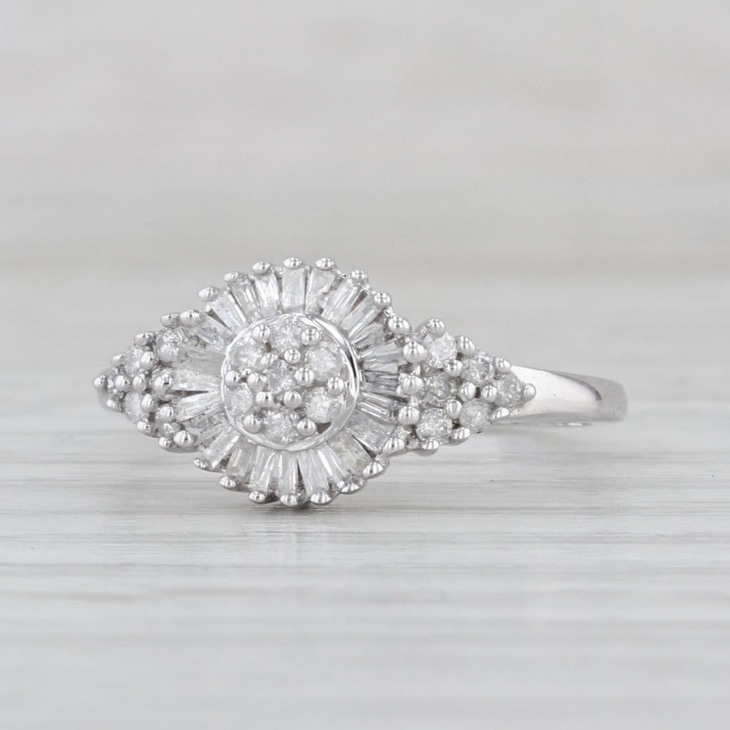 0.48ctw Diamond Cluster Halo Engagement Ring 10k White Gold Size 8