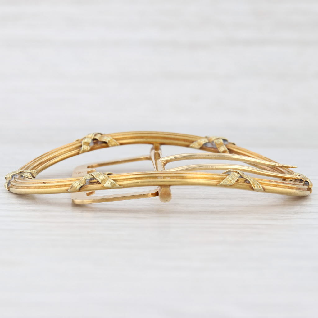 Light Gray Antique Hair Pin Clip 18k Yellow Gold French Hallmarks