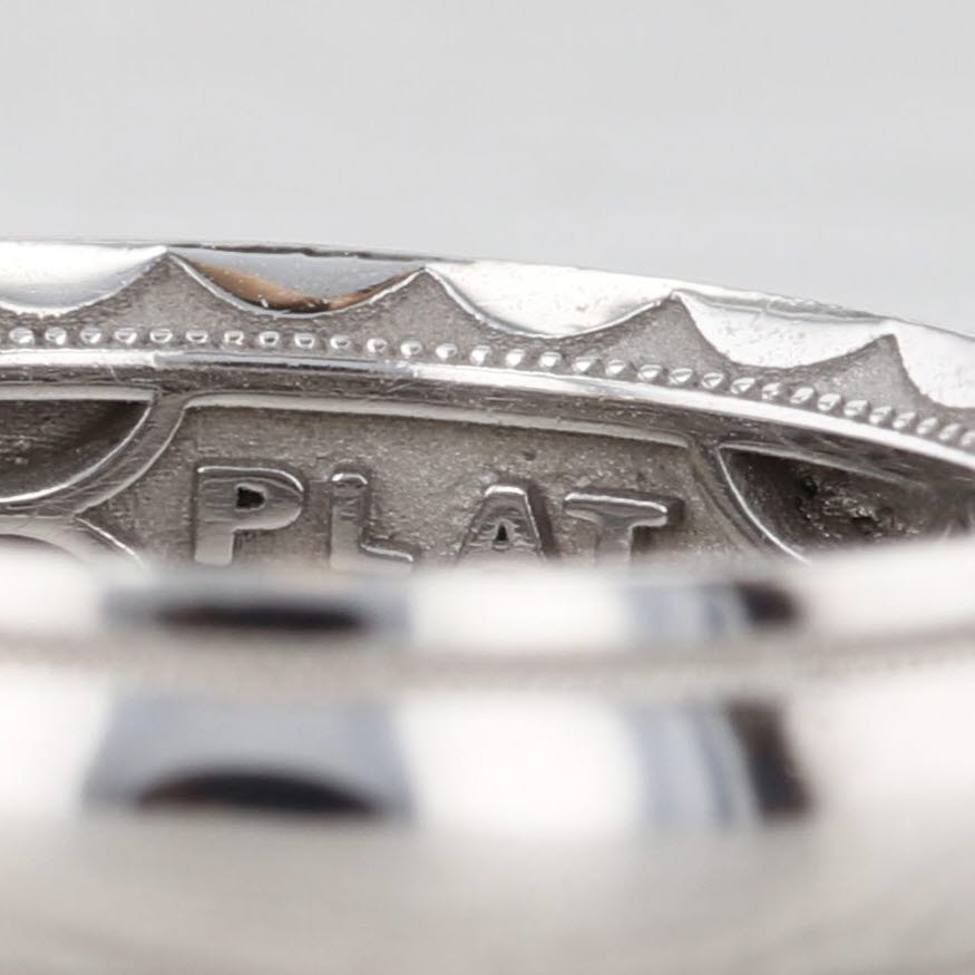 Light Gray Men's Wedding Band Platinum Reeded Edges Size 9 Tacori