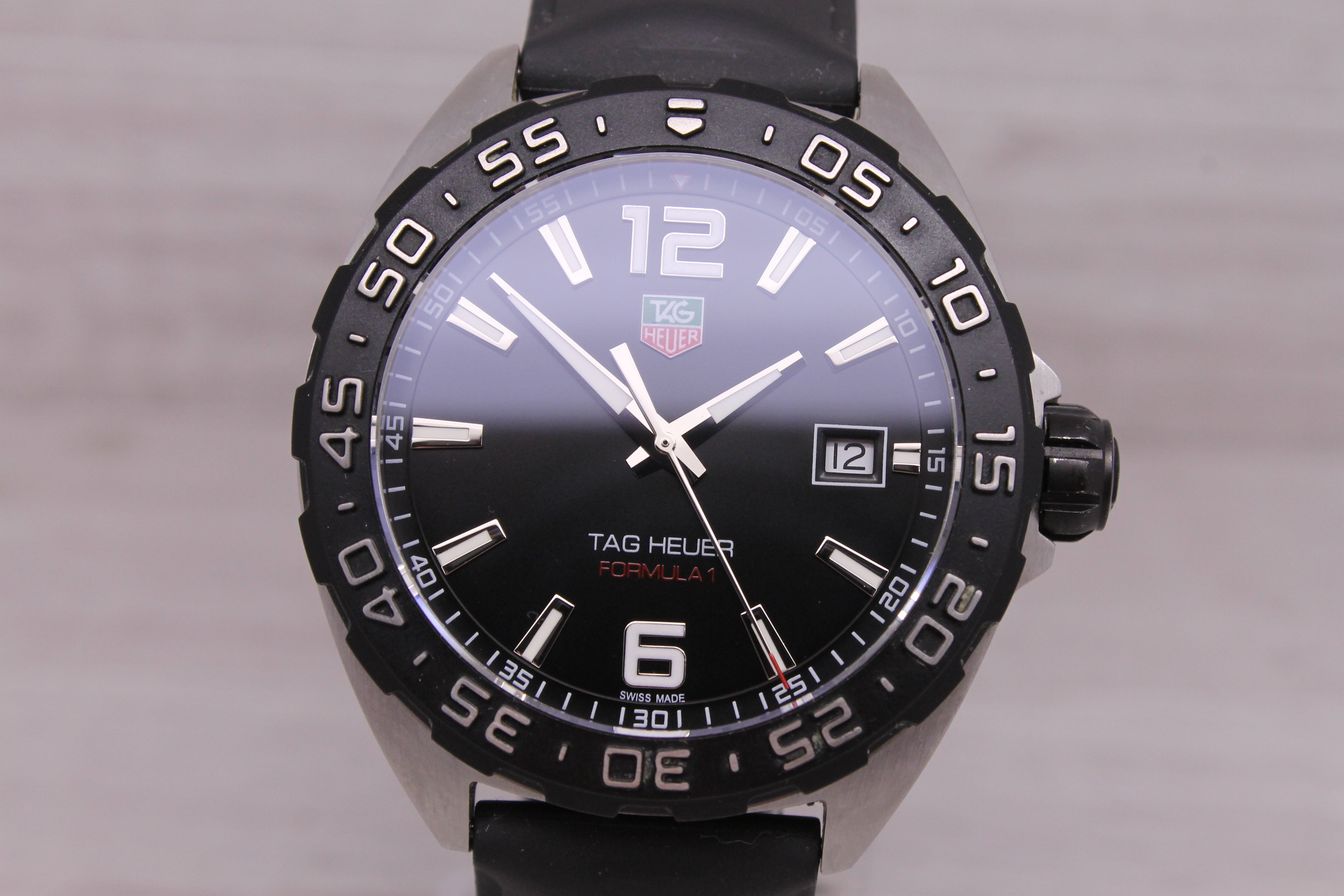 Dark Gray Tag Heuer Formula 1 41mm Steel Mens Quartz Watch w Box Strap WAZ1110 New Battery