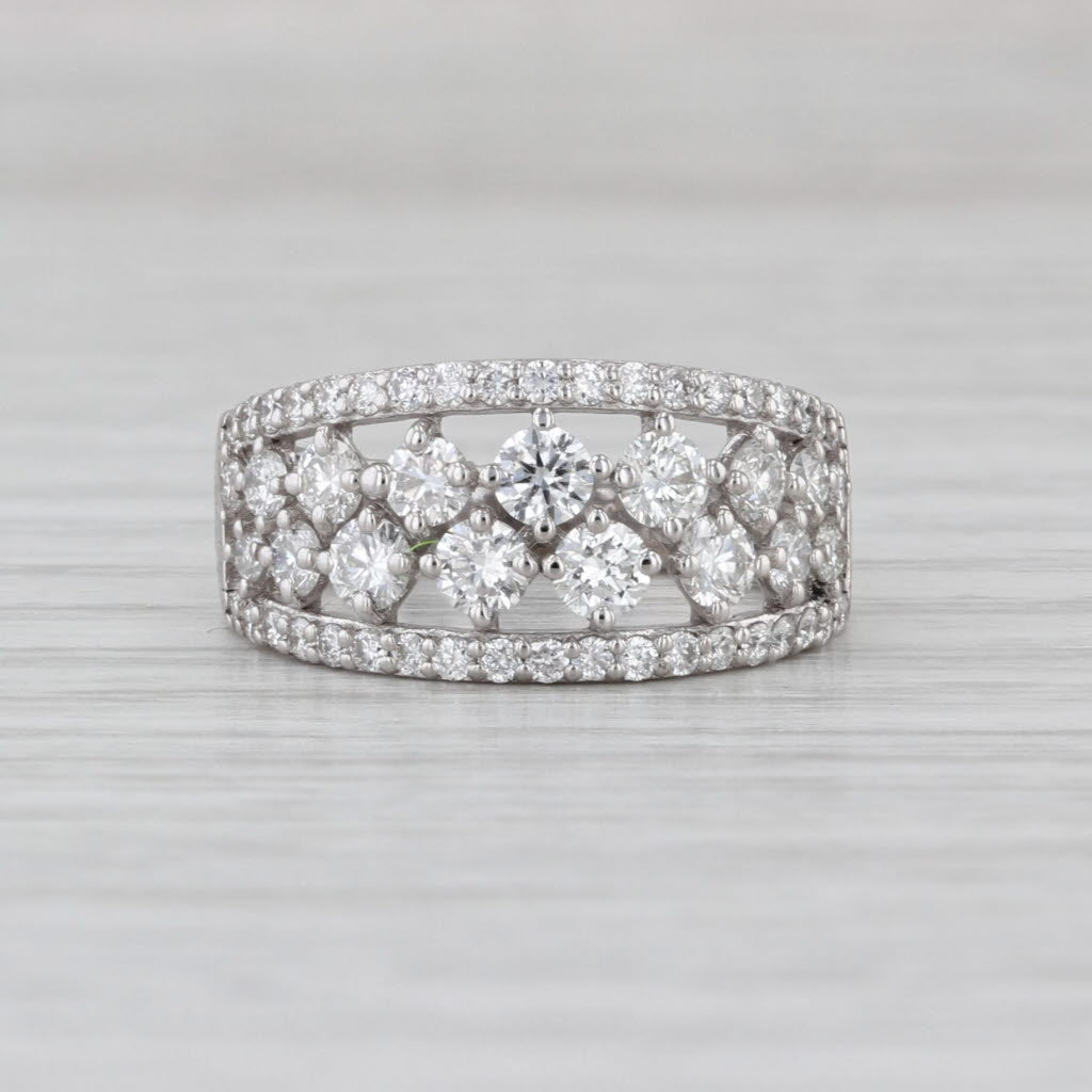 0.86ctw Diamonds Ring 14k White Gold Size 4.5 Anniversary Band