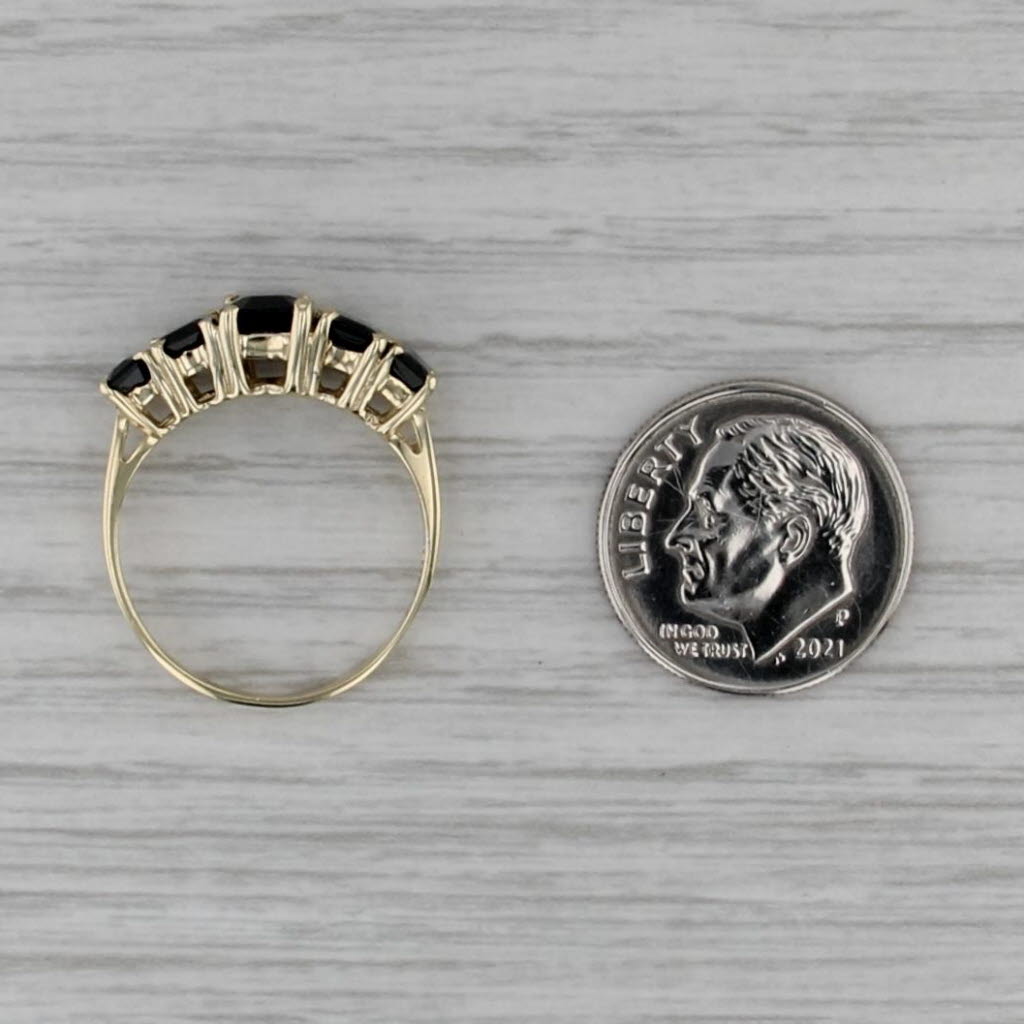 3.50ctw Blue Sapphire Tiered Ring 10k Yellow Gold Size 6.75