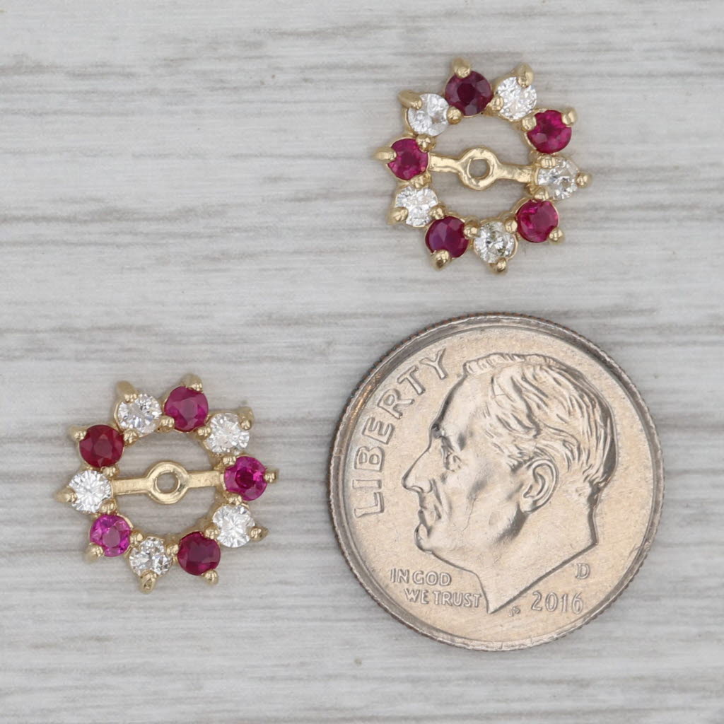 Gray 0.60ctw Ruby Diamond Earring Enhancers 14k Yellow Gold For Stud Earrings