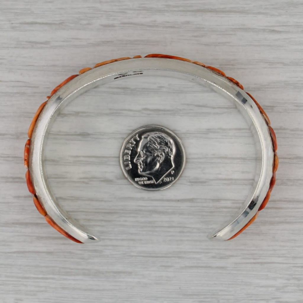 Orange Shell Cuff Bracelet Sterling Silver Vintage Navajo Native American
