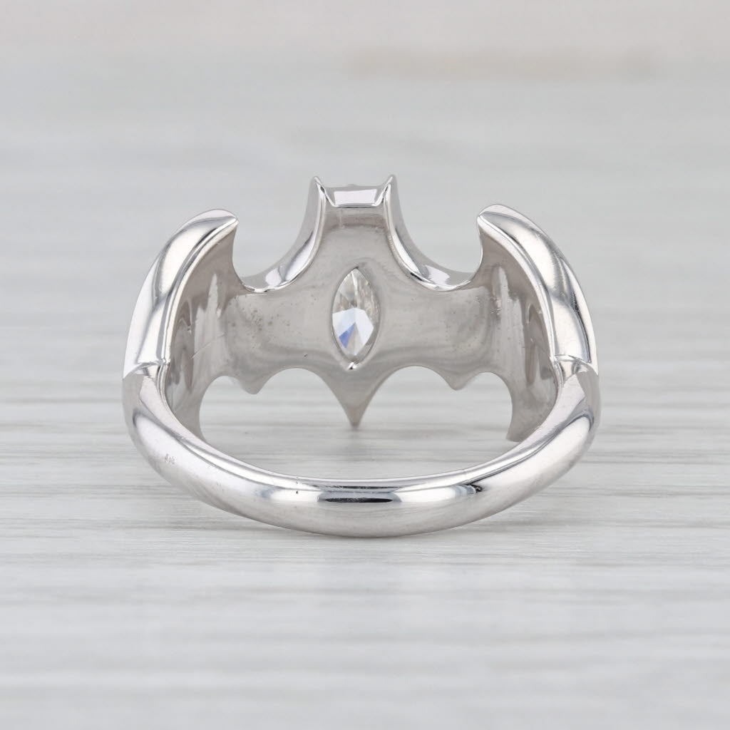 Custom 0.65ct Diamond Bat Ring 14k White Gold Resin Size 7.5 GIA Kay Reports