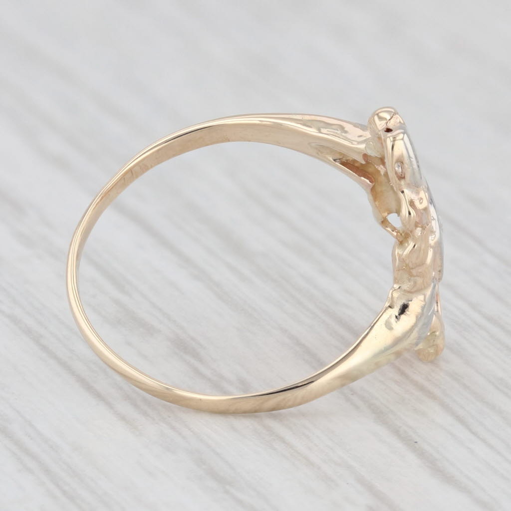 Light Gray Vintage Diamond Accented Ring 14k Yellow White Gold Size 4