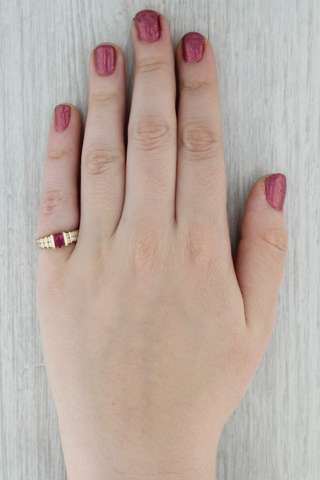 1.02ctw Oval Ruby Diamond Ring 14k Yellow Gold Size 6