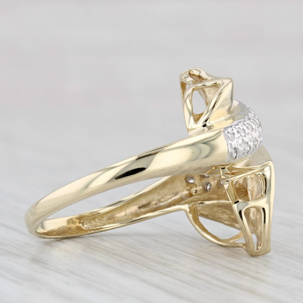 Light Gray 0.15ctw Diamond Bypass Ring 14k Yellow Gold Size 8