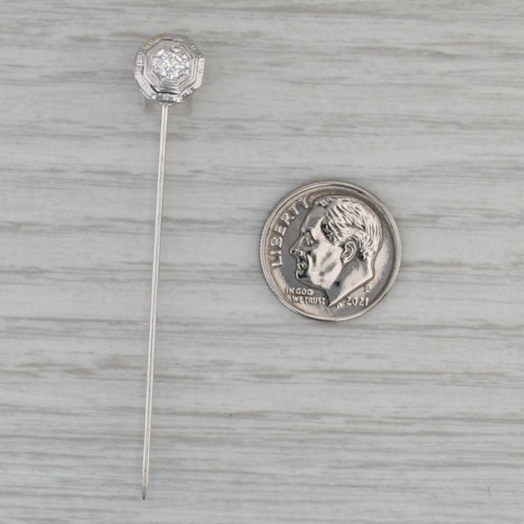 Vintage 0.15ct Diamond Solitaire Stickpin 12k White Gold
