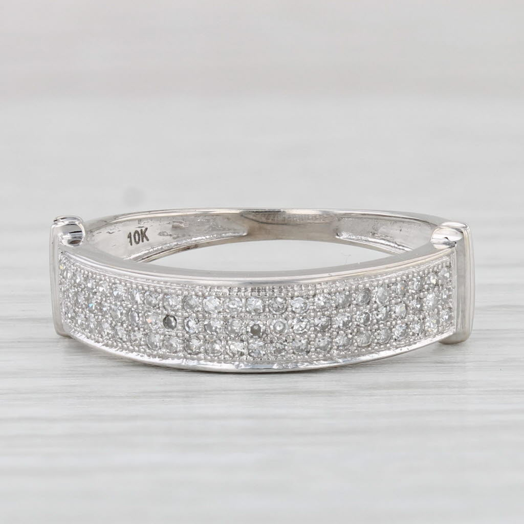 Light Gray 0.15ctw Diamond Wedding Band 10k White Gold Stackable Anniversary Ring Size 6