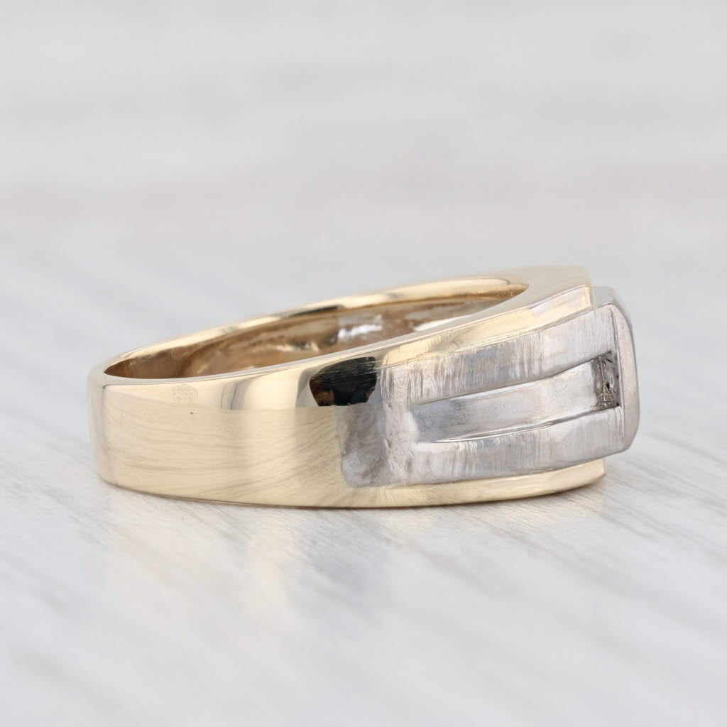 Light Gray 0.28ctw Diamond Men's Wedding Band 14k White Yellow Gold Size 11.25