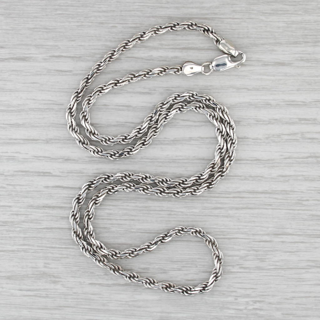 22.25" 3.9mm Long Rope Chain Necklace Sterling Silver Lobster Clasp