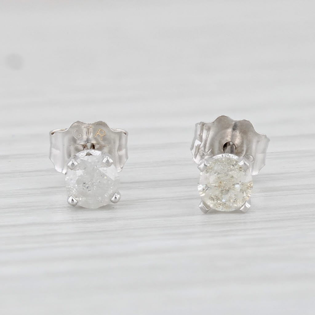 Light Gray 0.25ctw Diamond Stud Earrings 10k White Gold Round Solitaire Studs