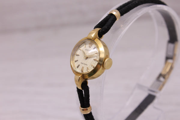 Vintage 1950s Rolex Ladies ref.8106 18k Gold Cocktail Watch ORIGINAL Waffle Dial