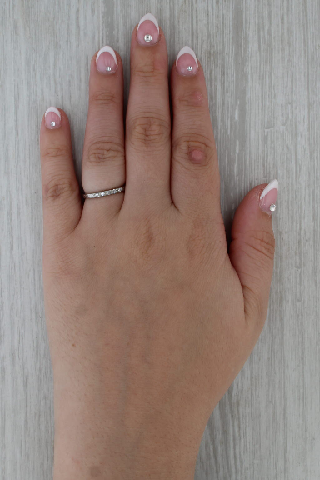 Antique Belais Diamond Wedding Band 18k White Gold Size 6 Stackable Ring