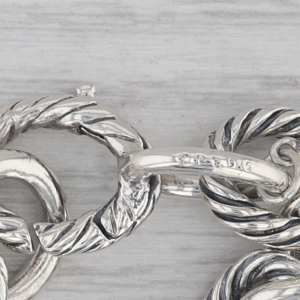 Gray David Yurman Oval Cable Link Bracelet Sterling Silver 7" 11.5mm DY Charm