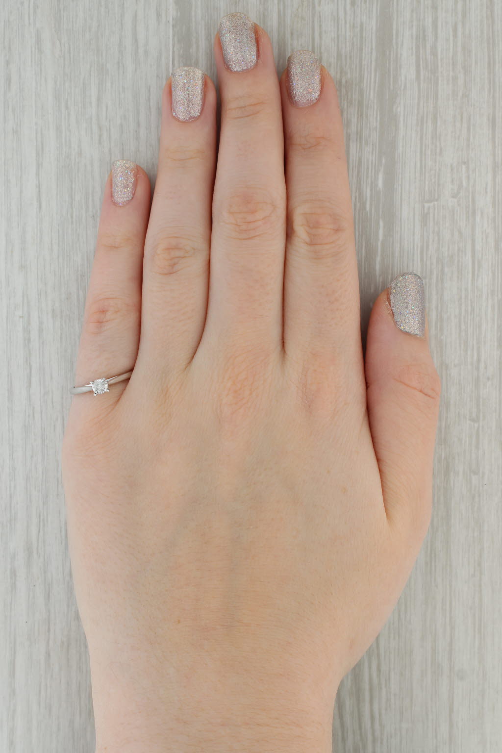 Dark Gray Diamond Round Solitaire Engagement Ring 10k White Gold Size 7.25