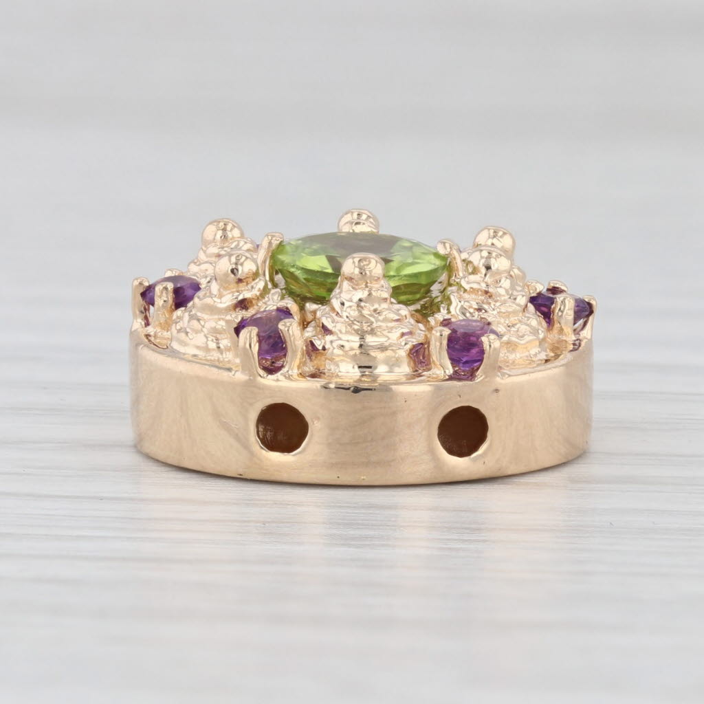 Light Gray Vintage 1.76ctw Amethyst Peridot Slide Bracelet Charm 14k Yellow Gold