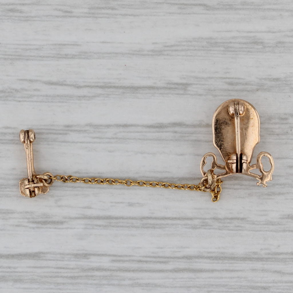 Gray Kappa Kappa Kappa Skull Badge 10k Gold Pearls Tri Kappa Pin