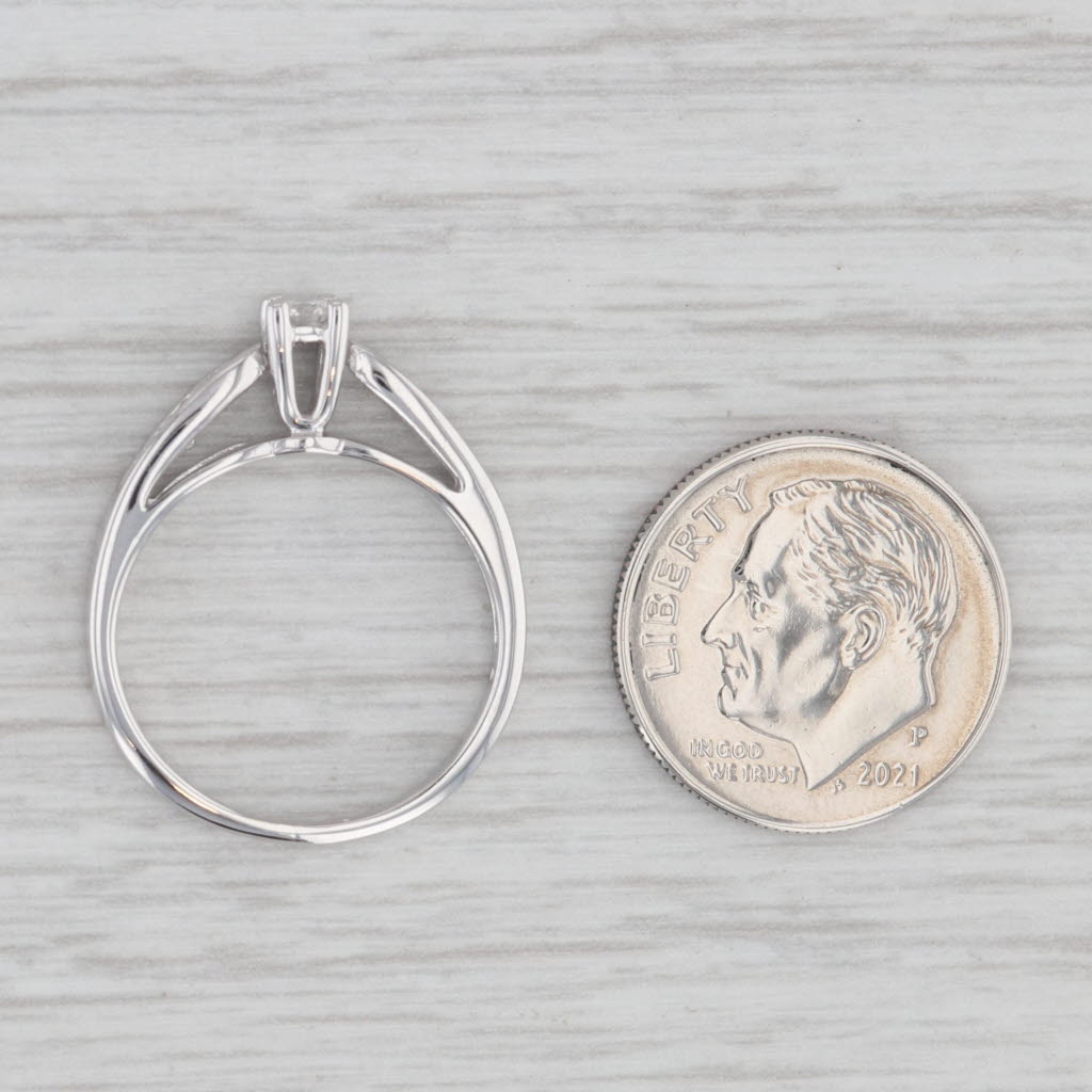 Gray 0.19ctw Round Diamond Engagement Ring 10k White Gold Size 6