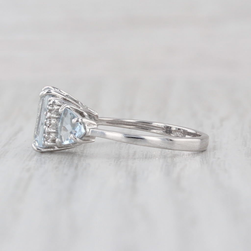 2.12ctw Aquamarine Diamond Ring 10k White Gold Size 7