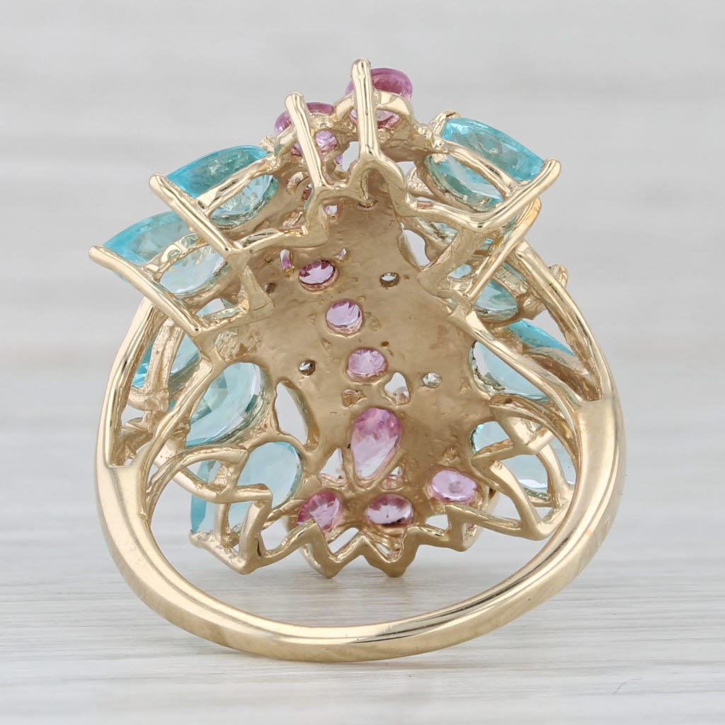 Light Gray 5.52 ctw Pink Sapphire Apatite Diamond Cocktail Ring 10K Yellow Gold Size 7.5