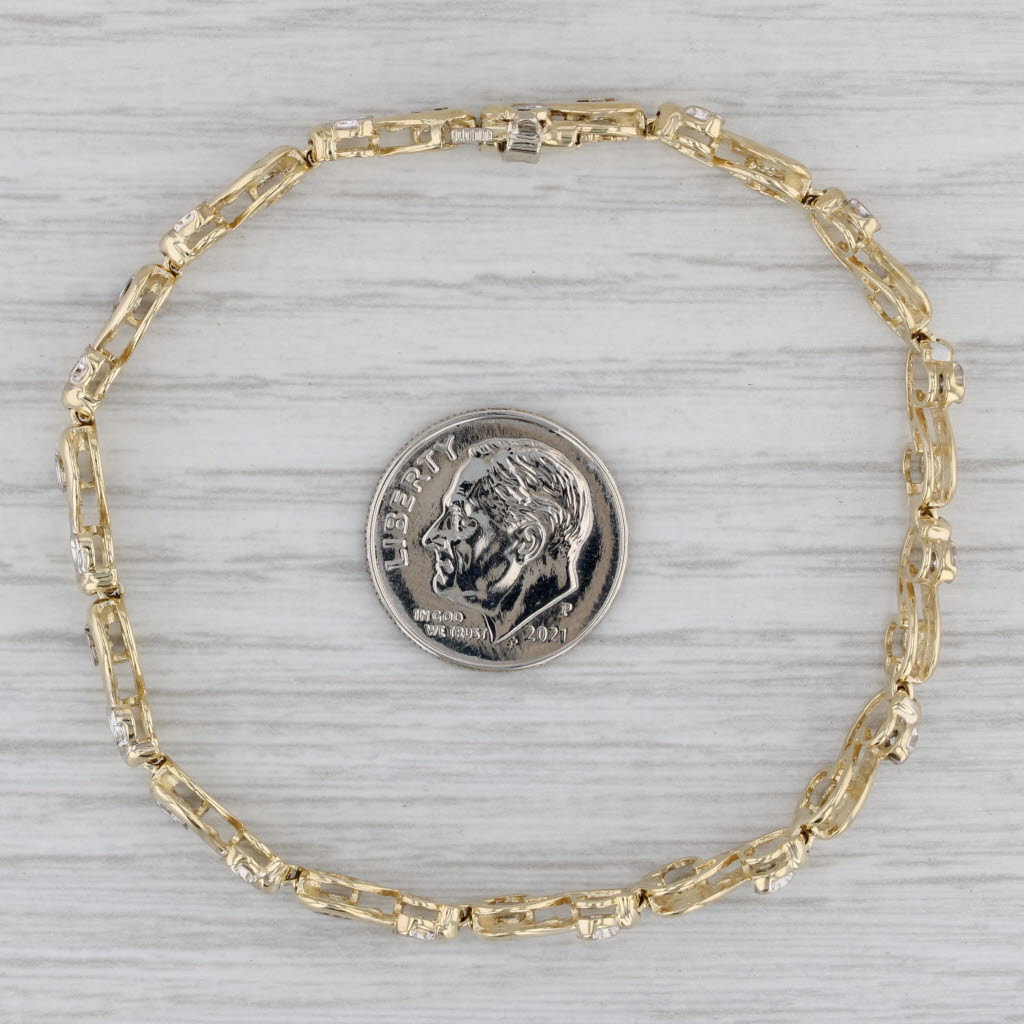 Gray 0.75ctw Diamond Swirl Bracelet 14k Yellow Gold 6.75" 5.4mm