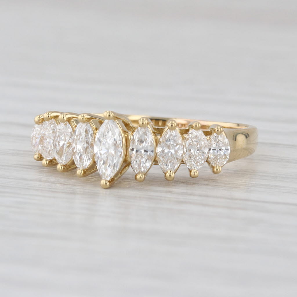 1ctw Marquise Rooftop Diamond Ring 18k Gold Size 8.25 Anniversary Stackable