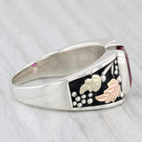 Lab Created Ruby Leaf Ring Sterling Silver 12k Rushmore Black Hills Sz 11.25
