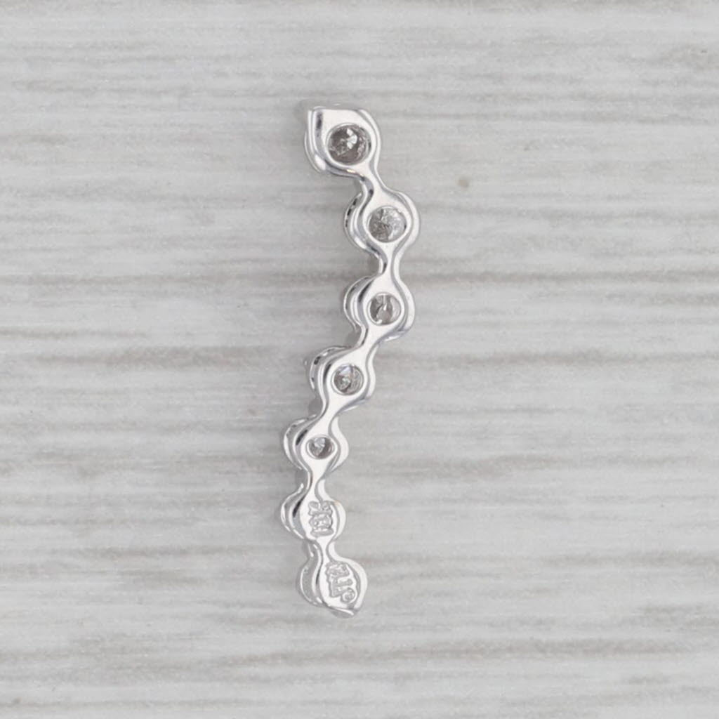 Gray 0.12ctw Diamond Journey Pendant 10k White Gold Small Floating Drop