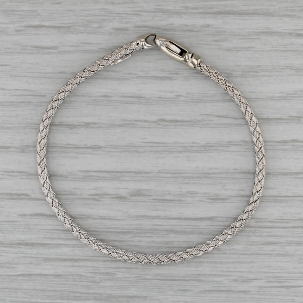 Flexible Woven Bangle Bracelet 14k White Gold 6.25" 2.6mm