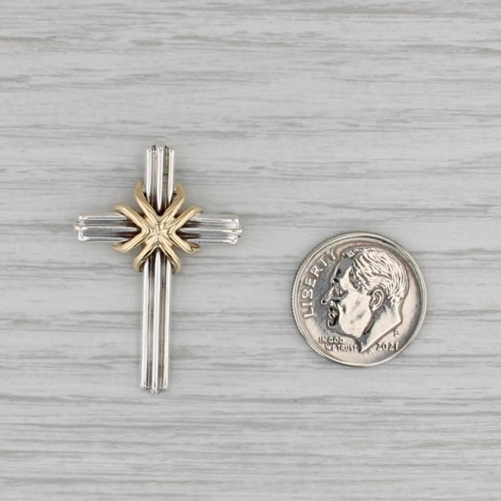 Tiffany & Co Beveled Cross Pendant Sterling Silver 18k Gold