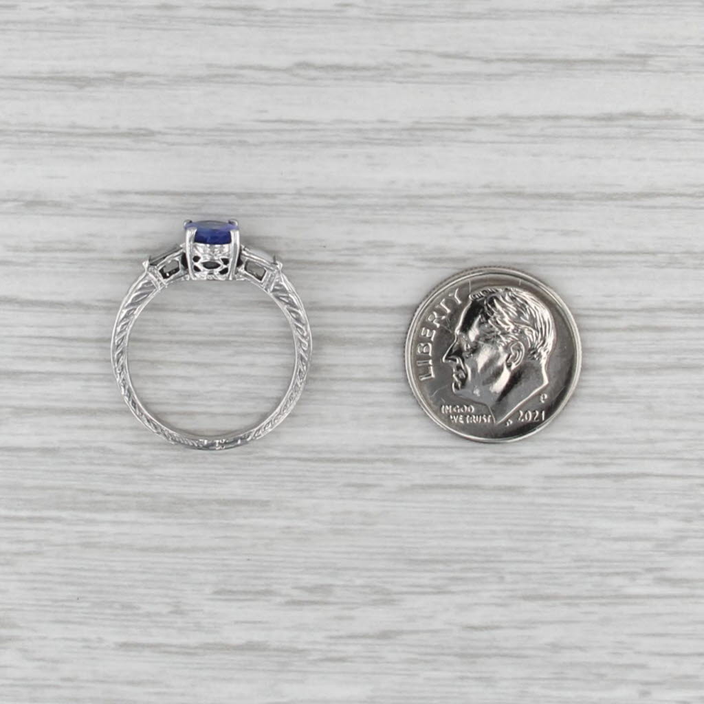 1.16ctw Tanzanite Diamond Ring 14k White Gold Size 6 Wheat Band Engaement