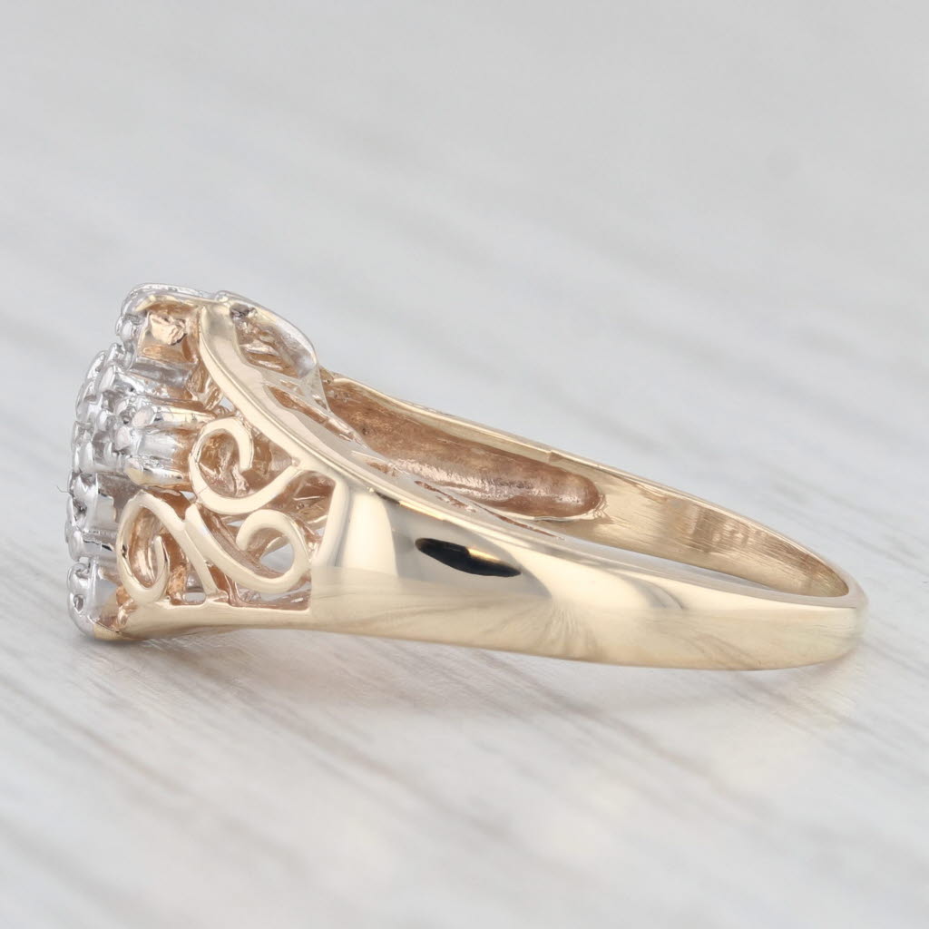 Light Gray Diamond Accented Cross Ring 10k Yellow Gold Size 5.25 Ornate Openwork