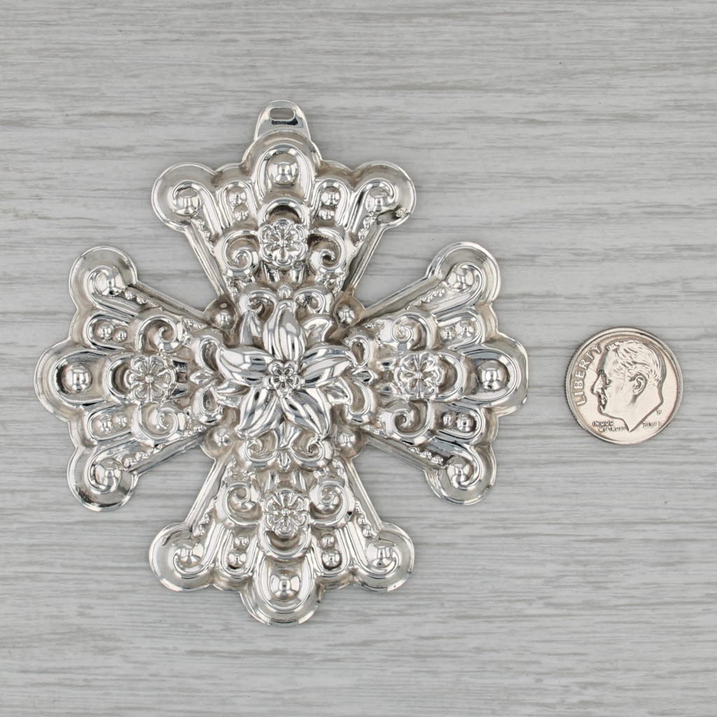 1974 Reed & Barton Christmas Cross Ornament Sterling Silver Holiday Collectible
