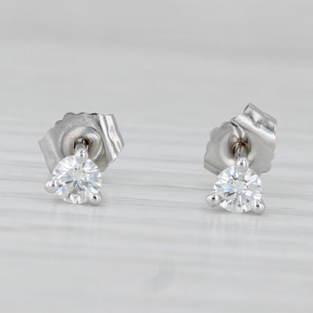 Light Gray 0.20ctw Round Diamond Solitaire Stud Earrings 14k White Gold