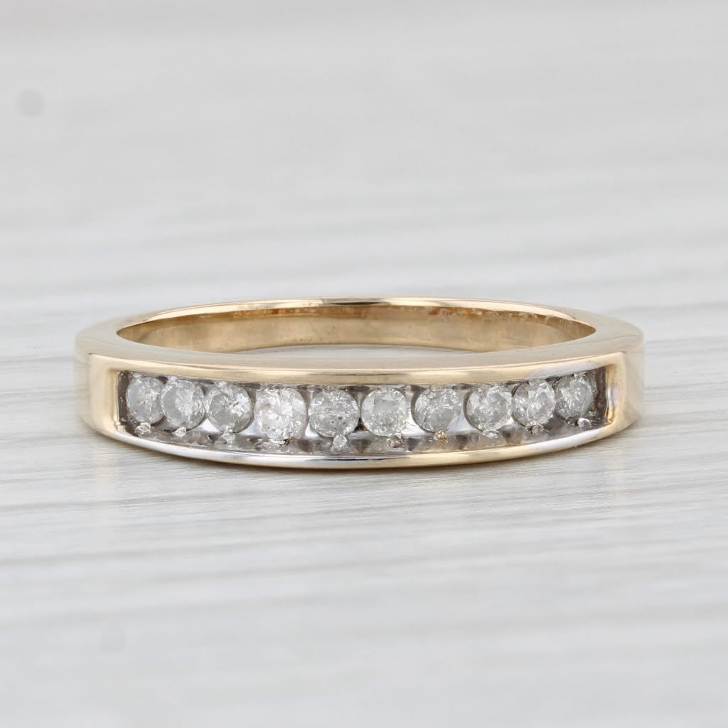 Light Gray 0.24ctw Diamond Wedding Band 10k Yellow Gold Stackable Anniversary Ring