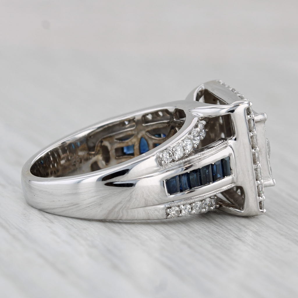 Gray 1.77ctw Diamond Halo Engagement Ring 14k White Gold Sapphire Accents Size 7