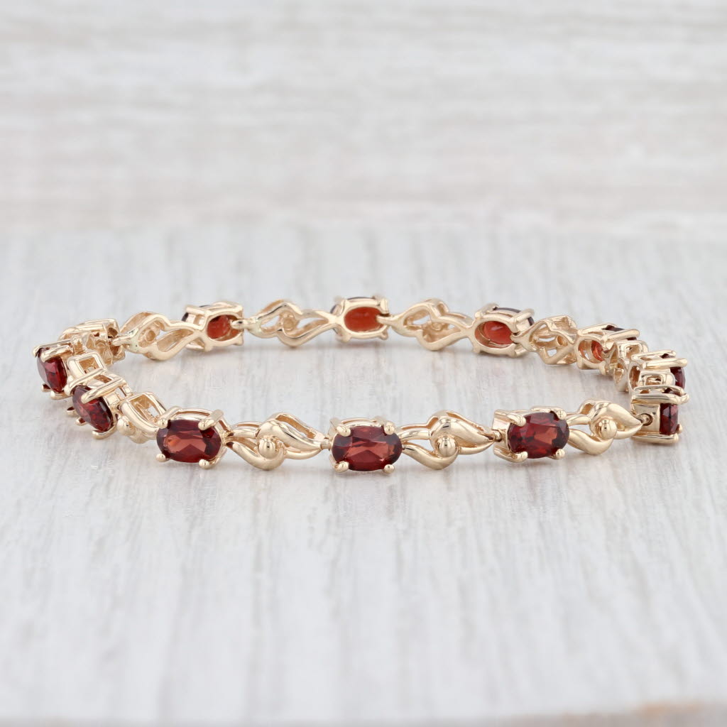 Light Gray 6.80ctw Garnet Bracelet 14k Yellow Gold 6.75" 4.8mm