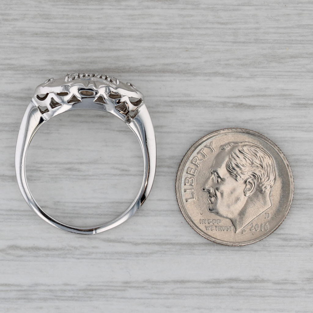 Gray Vintage Diamond Princess Ring 14k White Gold Size 7.5