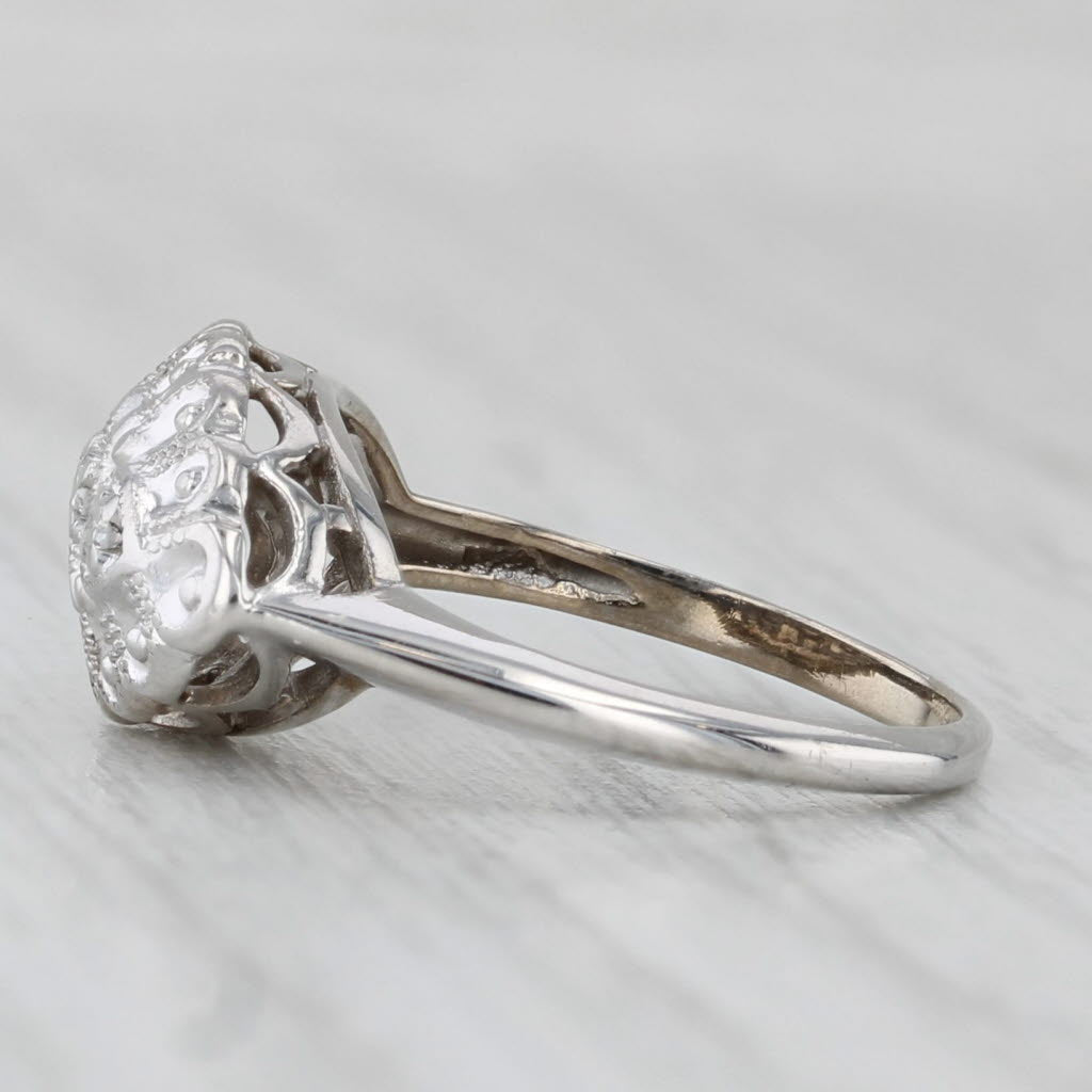 Light Gray Vintage Diamond Princess Ring 14k White Gold Size 3.5
