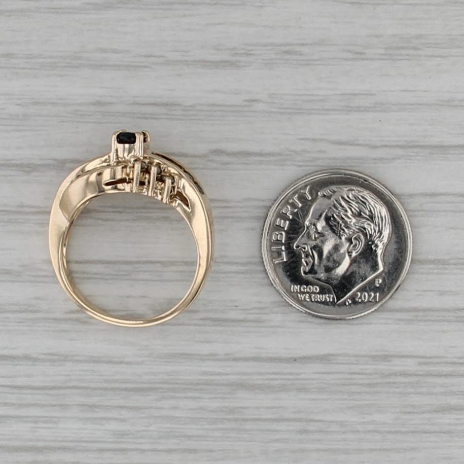 1.06ctw Blue Sapphire Diamond Bypass Ring 14k Yellow Gold Size 5