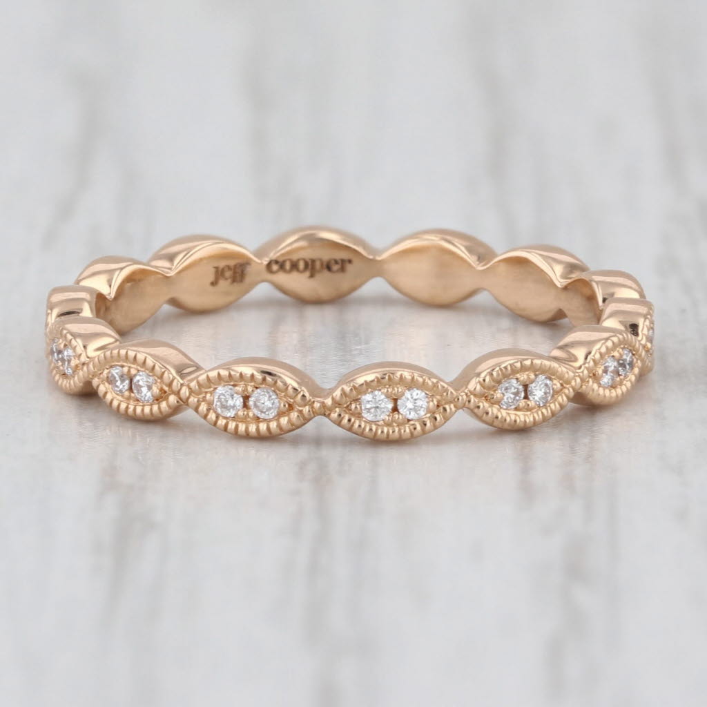 Jeff Copper 0.12ctw Diamond Eternity Band 18k Rose Gold Woven Stackable Ring