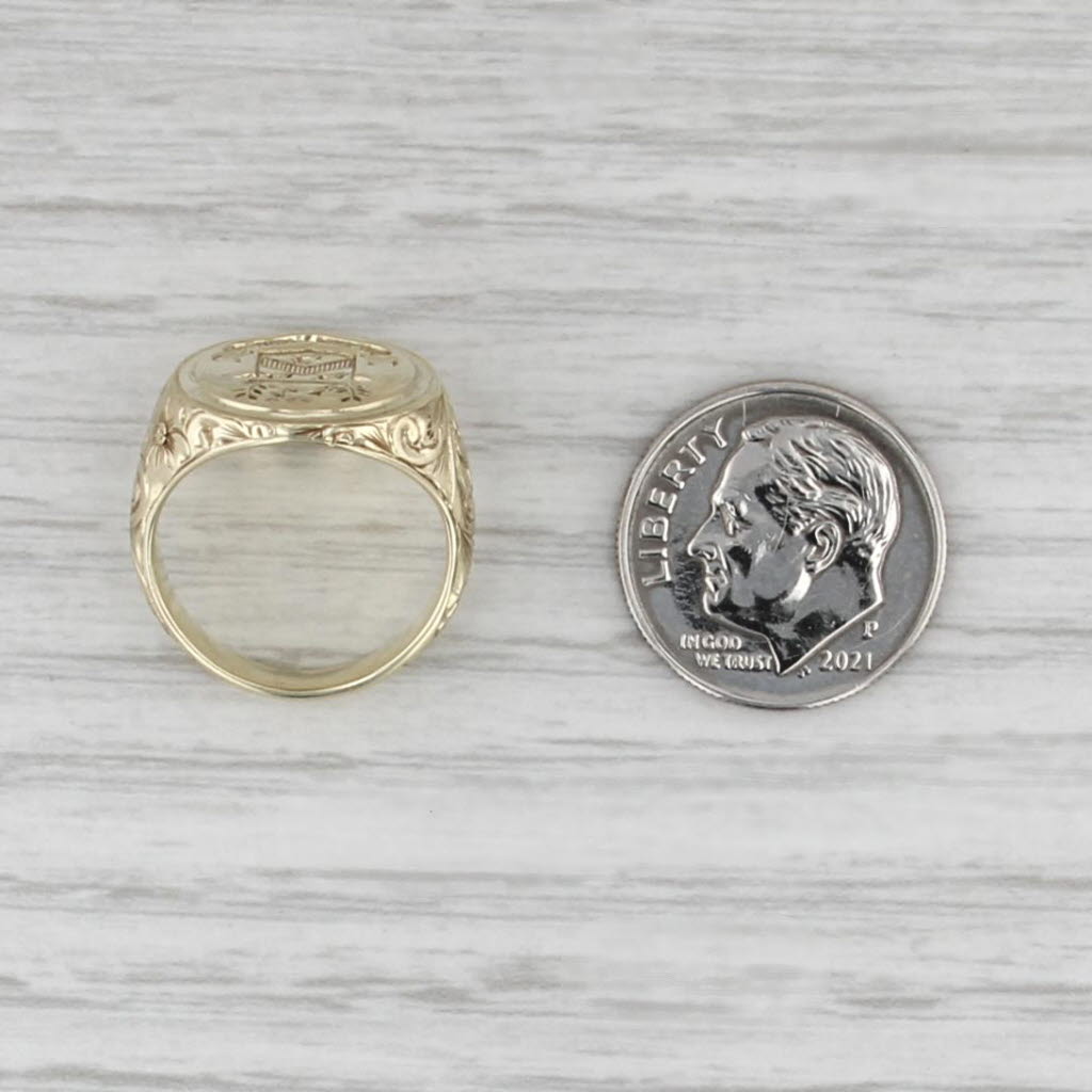 Vintage Family Crest Signet Ring 14k Gold Nos Nostraque deo We & Ours to God