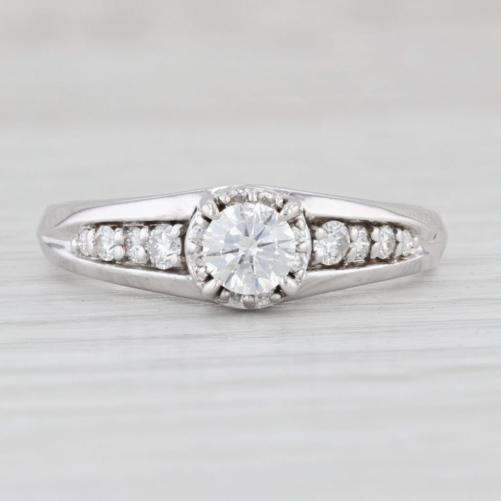 Light Gray 0.50ctw Round Diamond Engagement Ring 14k White Gold Size 7